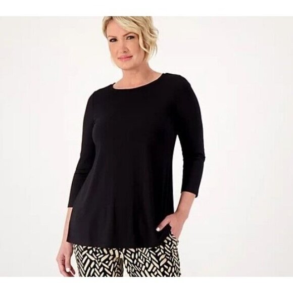 Susan Graver Tops - Susan Graver Weekend Essentials Cool Touch Bateau Neck Top Black X-Small